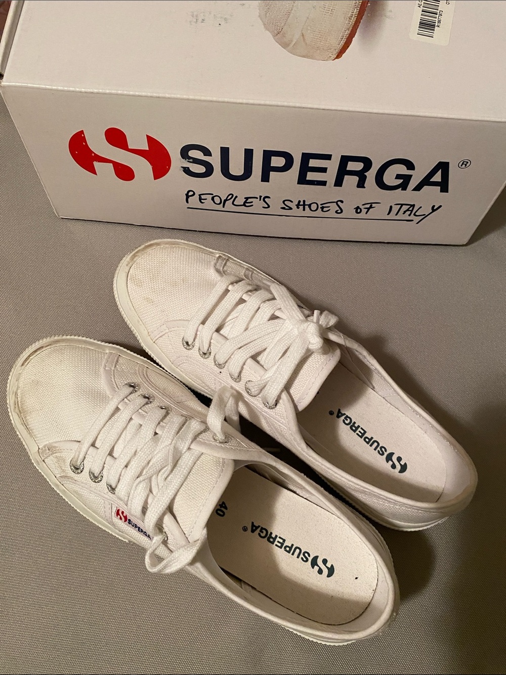 Superga 2750 Cotu Classic White Canvas Sneakers - Unisex Women 9 / Men 7.5